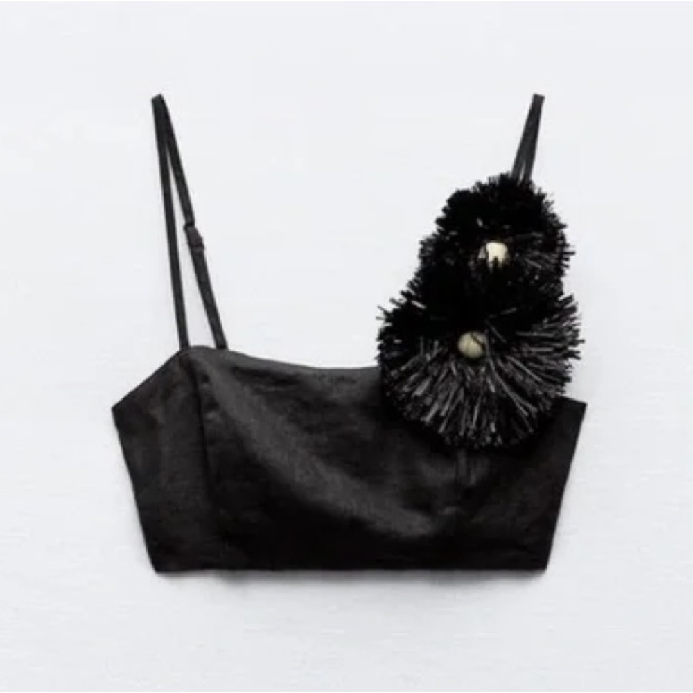 Zara Black Camisole with Floral Detail